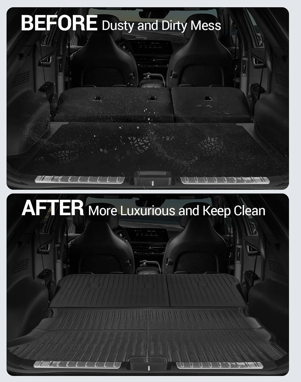 BEVO XPE Floor Mats Custom For KIA EV6 2022 - 2024 2025 All Weather Waterproof Non-Slip Trunk Mat Cargo Liner Rear Backrest Pad