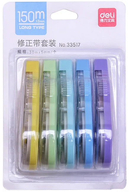 DELI 5PCS Correction Tape School Office Supplies Students Learning Stationery 