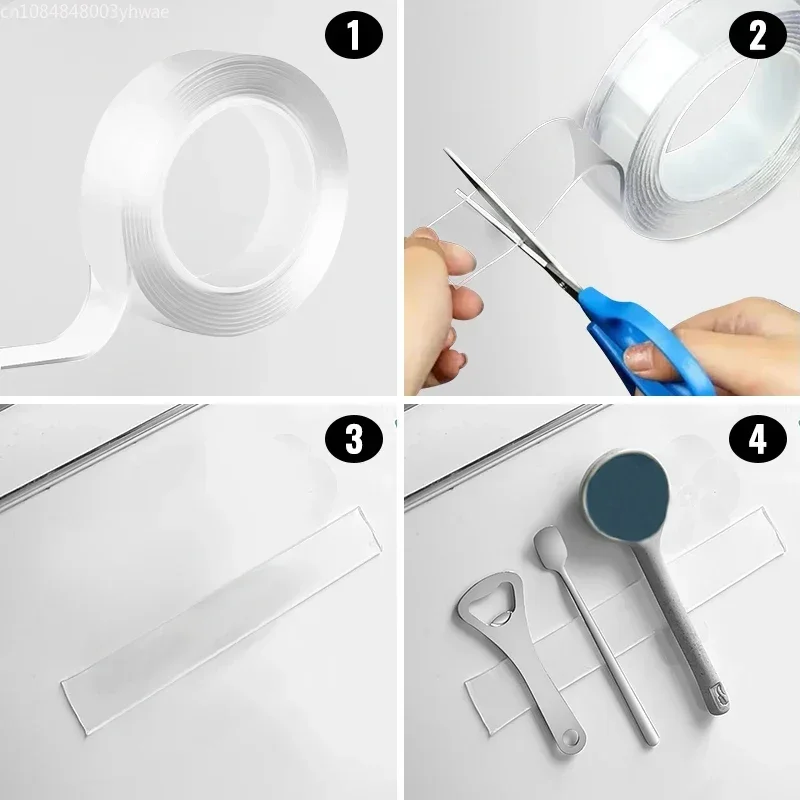 Nano Tape Super Strong Double-Sided Adhesive Tape Transparent Reusable Waterproof Tapes Heat Resistance Home Bathroom Decoration