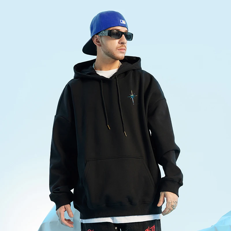 Casual Style Fashion Sweater Hooded Autumn And Winter Literary Trend New Men's Pullover Popular Print And Plush