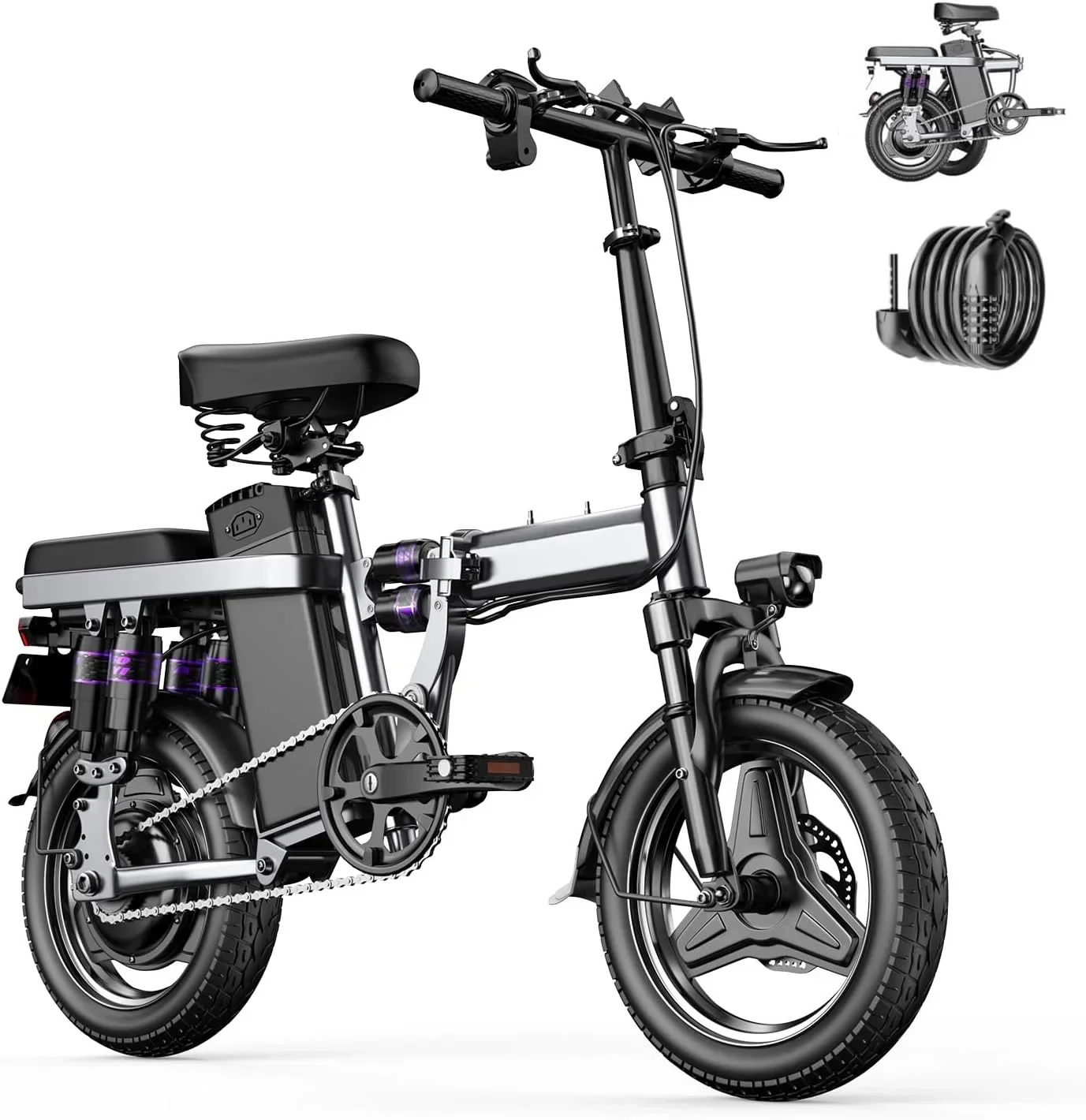 Description Picture 3 of itemEbike F12 500W 48V 15AH Folding Electric Bike/14 Inch Fat Tire Electric Bike/Moped with Pedal Drop for Transport EBike
