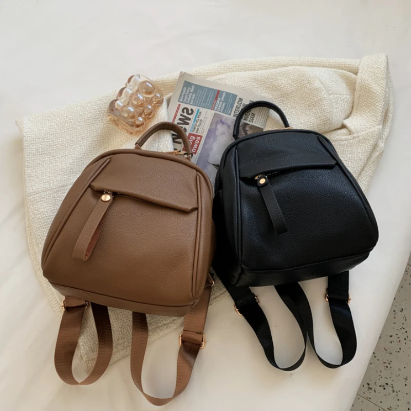 Backpack women trend new soft leather Korean version simple leisure bag literary style college students backpack wholesale