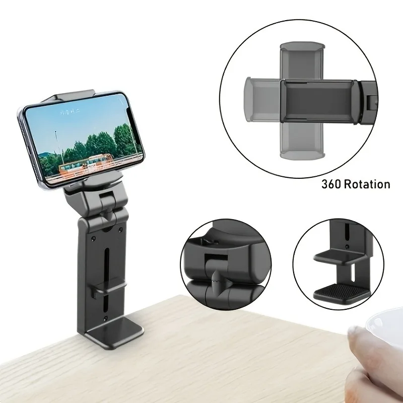 Compact Rotatable Travel Phone Stand with Adjustable Desk Holder