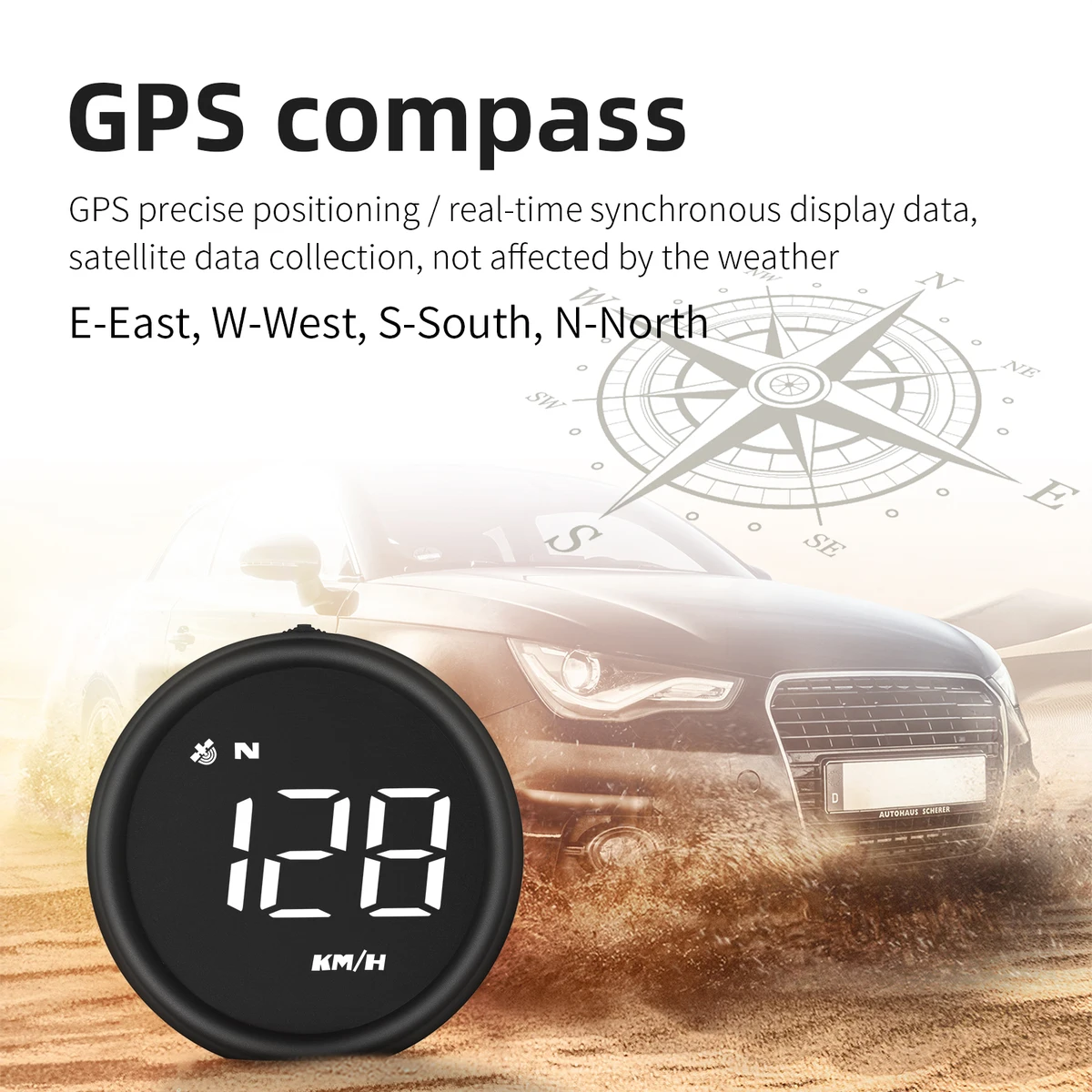 HUD G1 Gps Speedometer Gauge Digital LCD On-board Computer Car GPS Heads up Display Compass Inclinometro Projector For All Cars — view 4