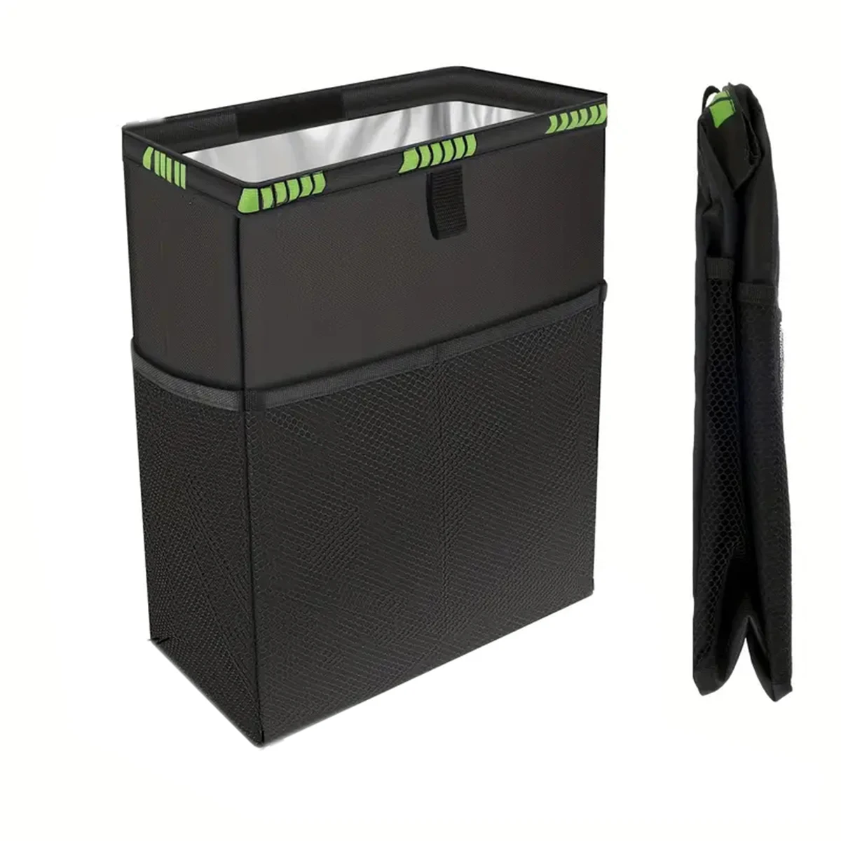 3.2-gallon large-capacity car hanging trash can with four storage bags Black car trash can storage bag Waterproof oxford cloth car storage bag car trash can car trash bag