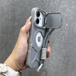Premium Shockproof Silicone Case with Foldable Camera Protection and Wrist Strap for iPhone 17 Air (GRAY)