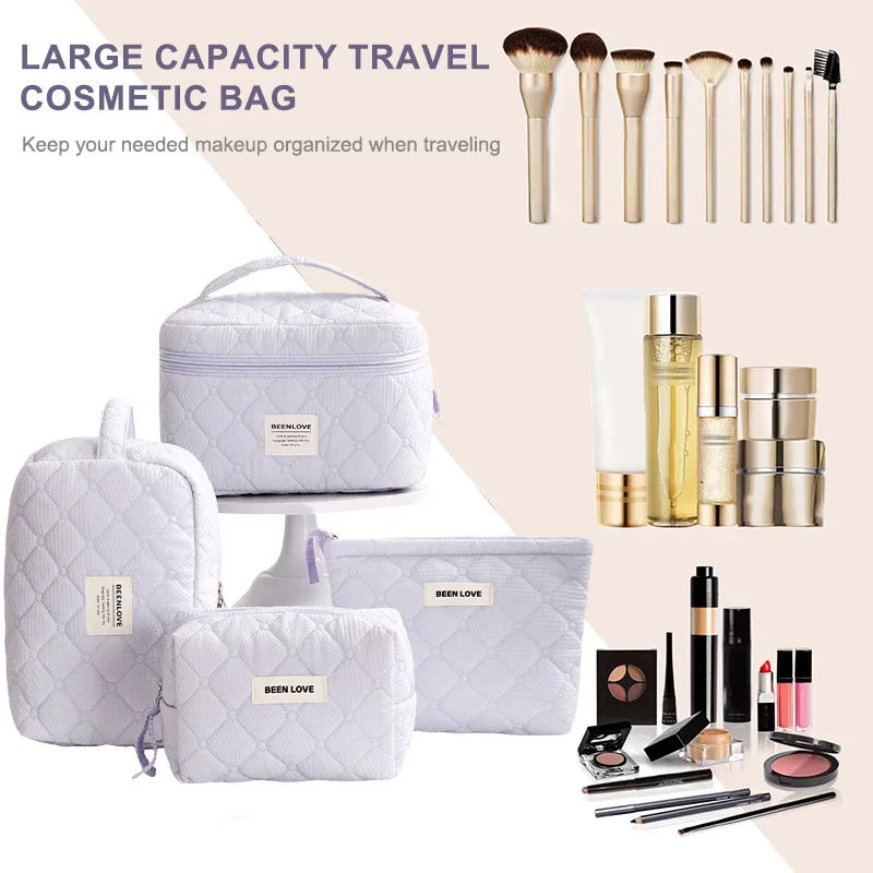 Women Makeup Bags Quilting Women Makeup Bag Portable Zipper Cosmetic Travel Organizer Female Handbag Toiletry Pouch for Girls 6