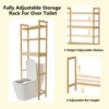Bamboo Bathroom Finishing Rack With Hook and 3-Layer Height Adjustable Shelf Stable Durable Saving Space Laundry Room Bathroom 5