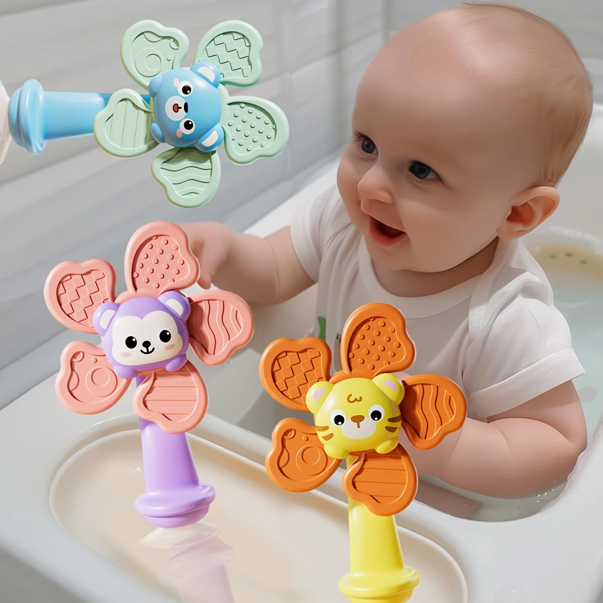 1pc ABS Resin Baby Suction Spinner – Sensory Fidget Toy with Textured Grip, Calming & Educational for Infants & Toddlers