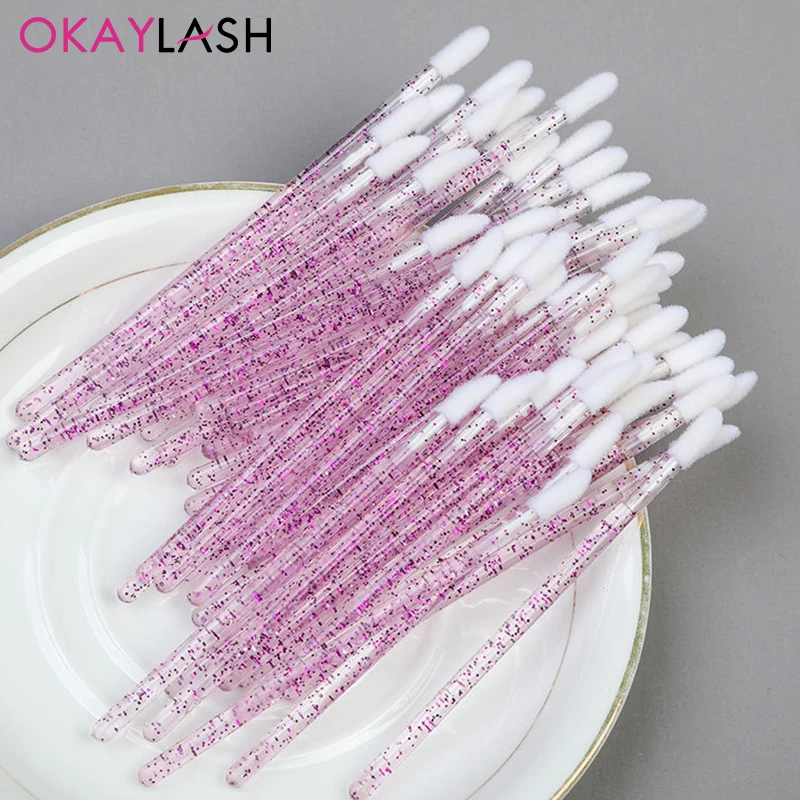 Disposable Glitter Lip Gloss Brush Eyelash Extension Cleaning Brushes Crystal Lipstick Applicators Cleaner Makeup Tools