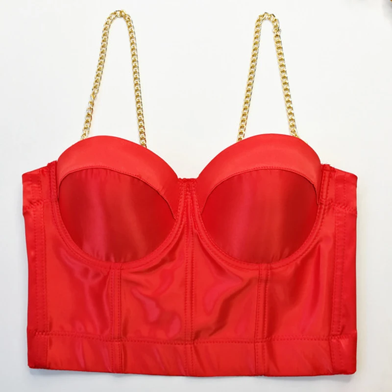 

Camisole Flowers Club Bustiers Party Crop Tops Wedding Chain Satin French Padded Coset Top Women Wrapped Chest Vest Sexy Summer