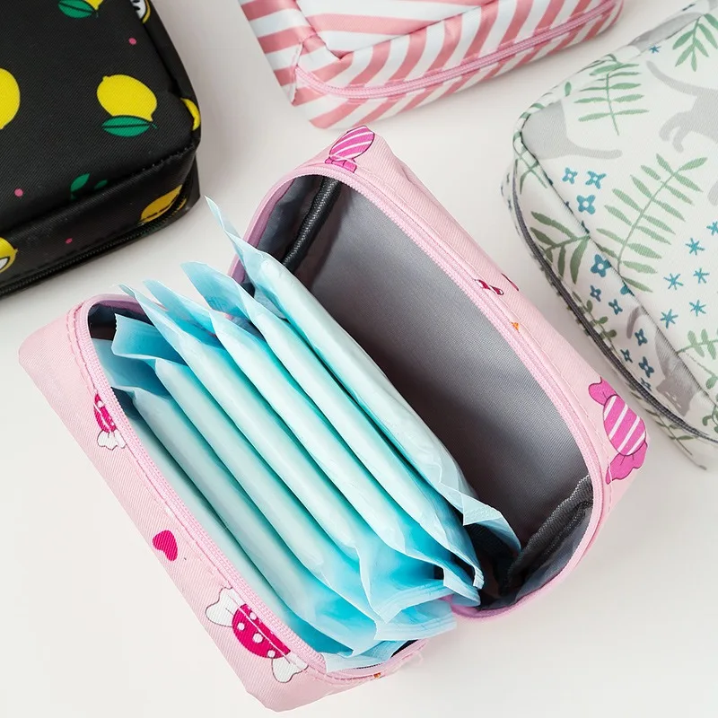 Mini Portable Women Girls Sanitary Pad Pouch Cable Organiser Bag Tampon Case  Cute Makeup Bag Coin Purse Napkin Storage Bag - AliExpress