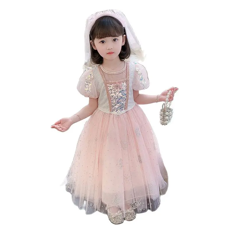 

Hot Sale Cartoon Princess Cosplay Blue Pink Bubble Dress Cloak Costume Halloween Girl Carnival Party