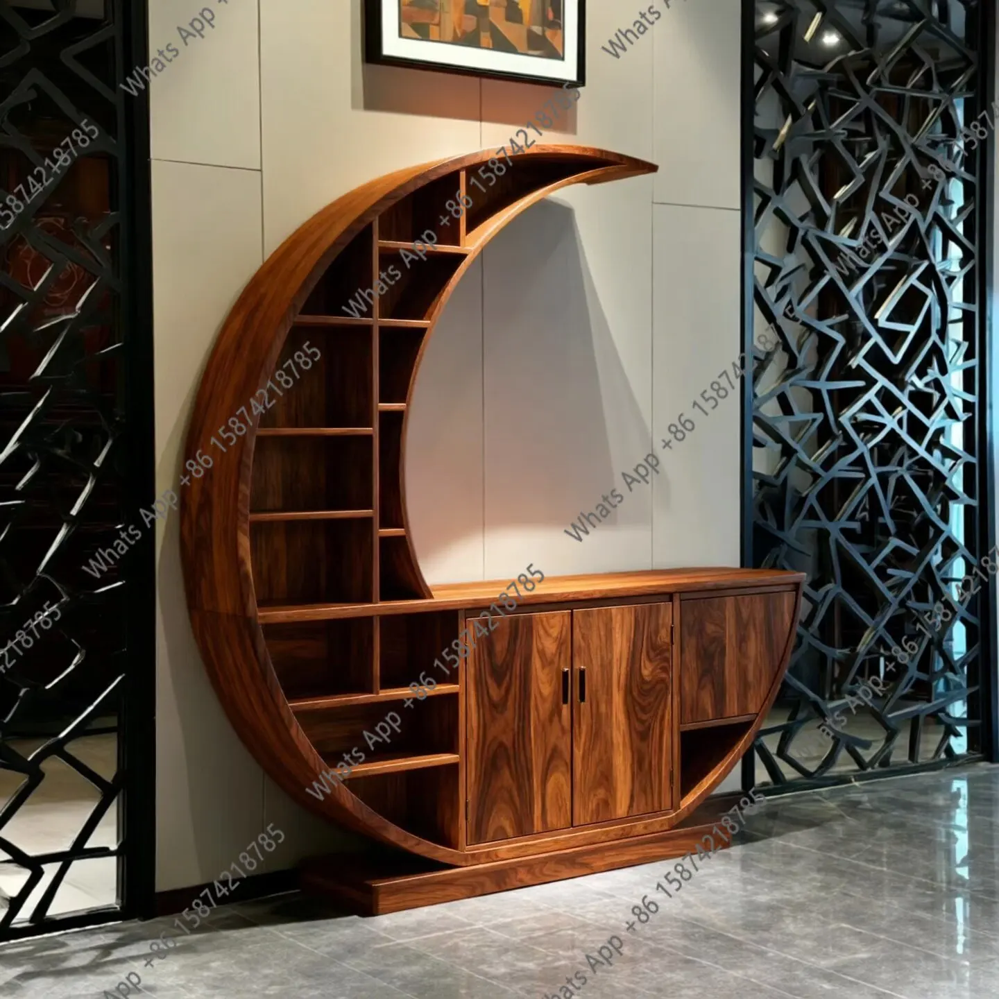 Combinaison de cadres Bogu en bois massif, meubles de salon modernes et simples, style luxe léger, à poser contre le mur, étagère Duobao.
