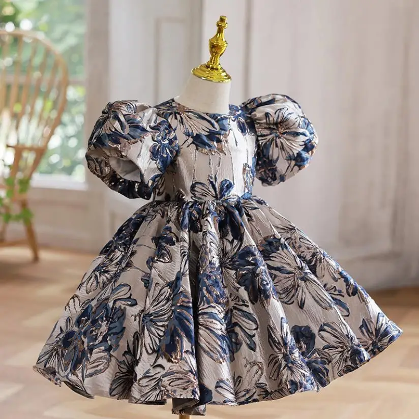 

Baby Spanish Lolita Princess Ball Gown Print Design Kids Catwalk Birthday Party Christening Dresses For Girls Easter Eid A1591