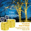 8-Mode Solar Powered Copper Wire Fairy Lights 100Led 10m Outdoor Garden Decor Lighting Christmas Wedding Party Tree Lights 1