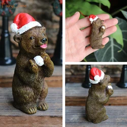 Festive Miniature LED Christmas Street Lamp for Holiday Village Decor (Snowball Bear)