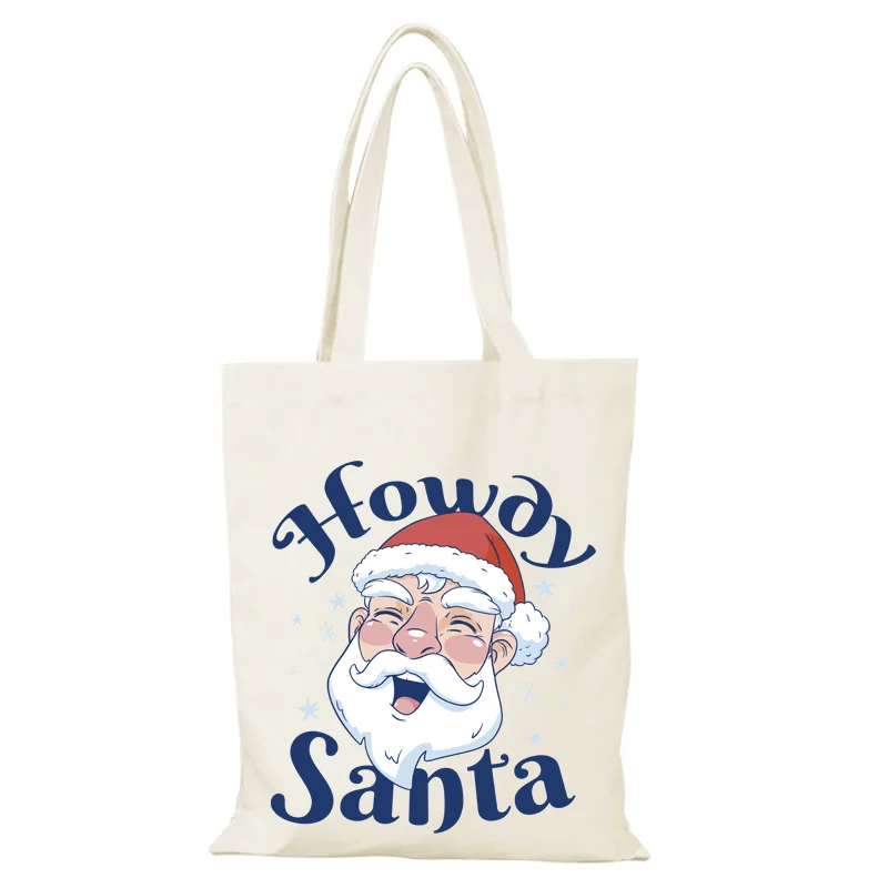 Shopper Tasche Neujahr Geschenk Handtaschen Cartoon Mann Einkaufstasche Frau Frohe Weihnachten Damen Handtasche Stofftaschen Eco Canvas Einkaufen die – Detail 10
