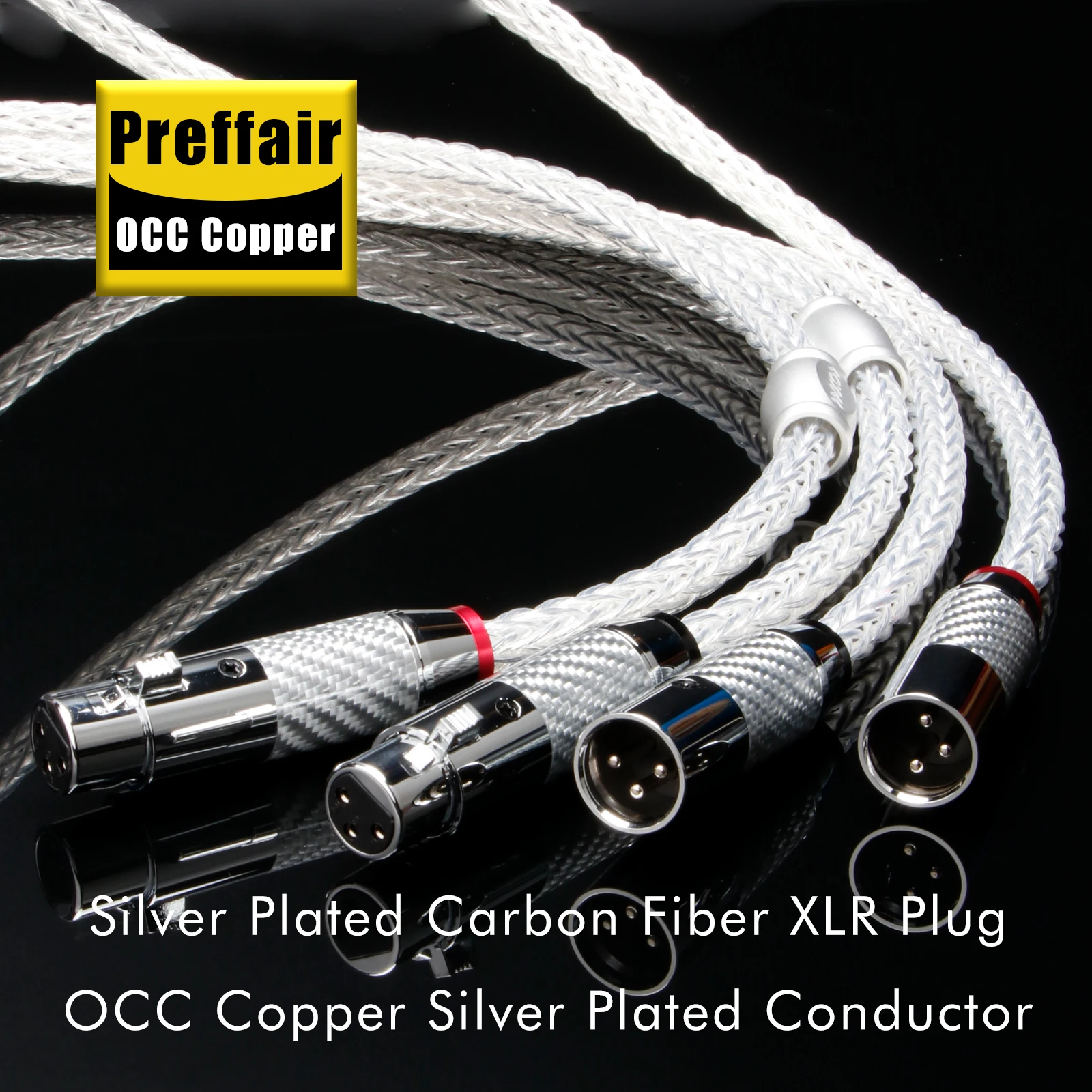 Coppia cavo bilanciato XLR a 3 pin Cavo XLR placcato argento OCC Inserione PTFE compatibile con CDS, microfoni, amplificatori  44