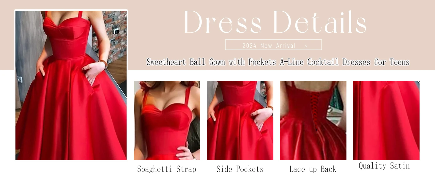 Teelange Homecoming-Kleider für Teenager Ärmellose Satin-Cocktailpartykleider