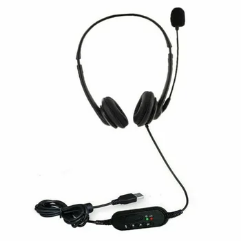 Cuffie per computer USB Cuffie cablate sopra l'orecchio per call center Laptop Desktop Auricolari con cancellazione del rumore con suono dei bassi pesanti