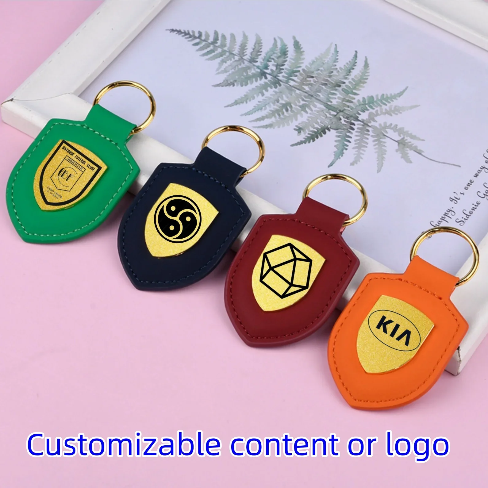

Personalized Custom Luxury Pu Leather Shield Car Logo Keychain for Men Women Metal Keyring High-end Key Chains Pendant Accessory