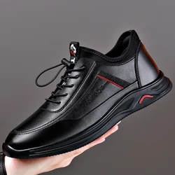 Fashion Men Dress Shoe New Cowhide Leather Shoes Men's Comfortable Low-top British Casual Shoe Platform Shoes Man Formal Shoes