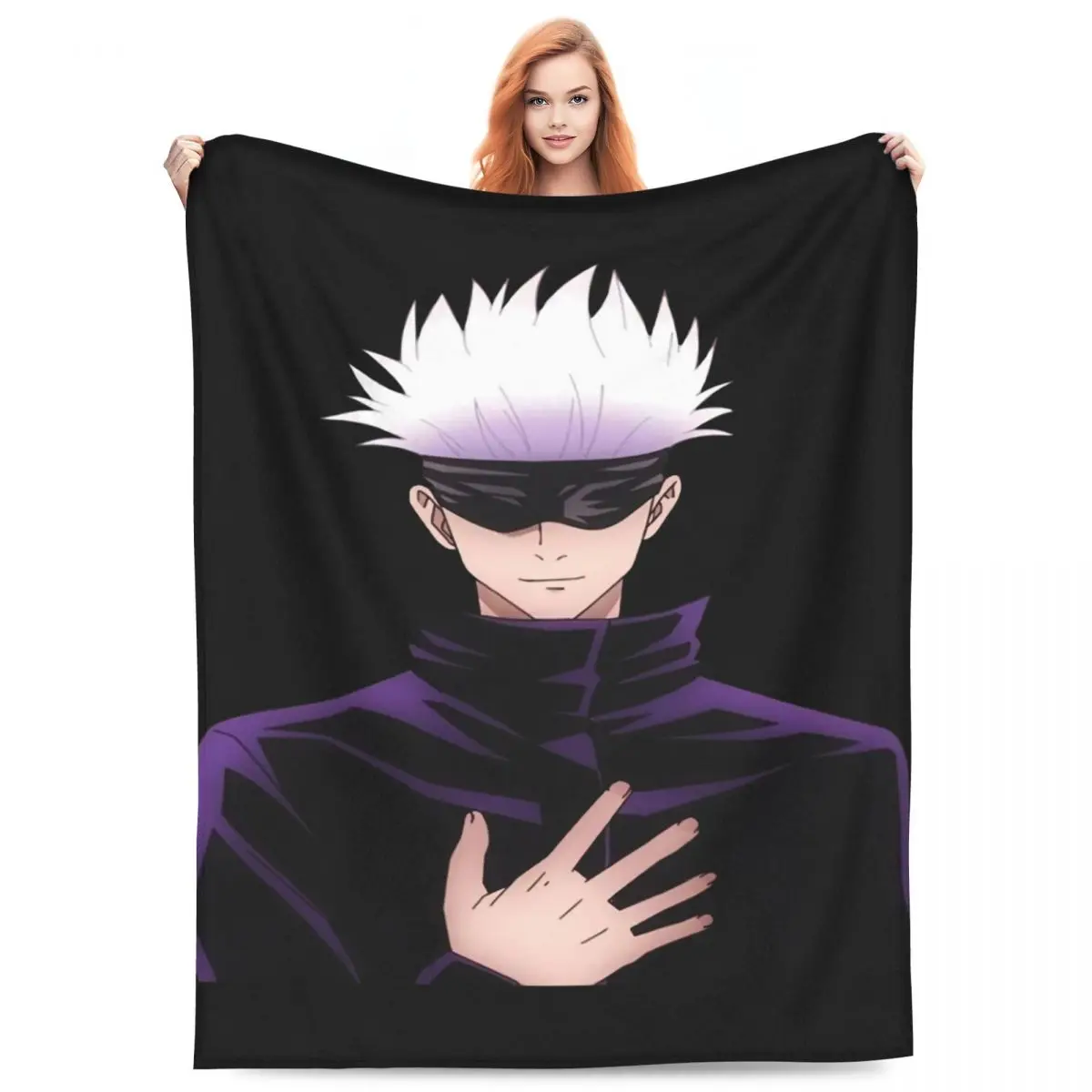 

Anime Flannel Blanket Soft Sorcerer Throw Blanket Winter Camping Couch Chair Sofa Bed Novelty Bedspread