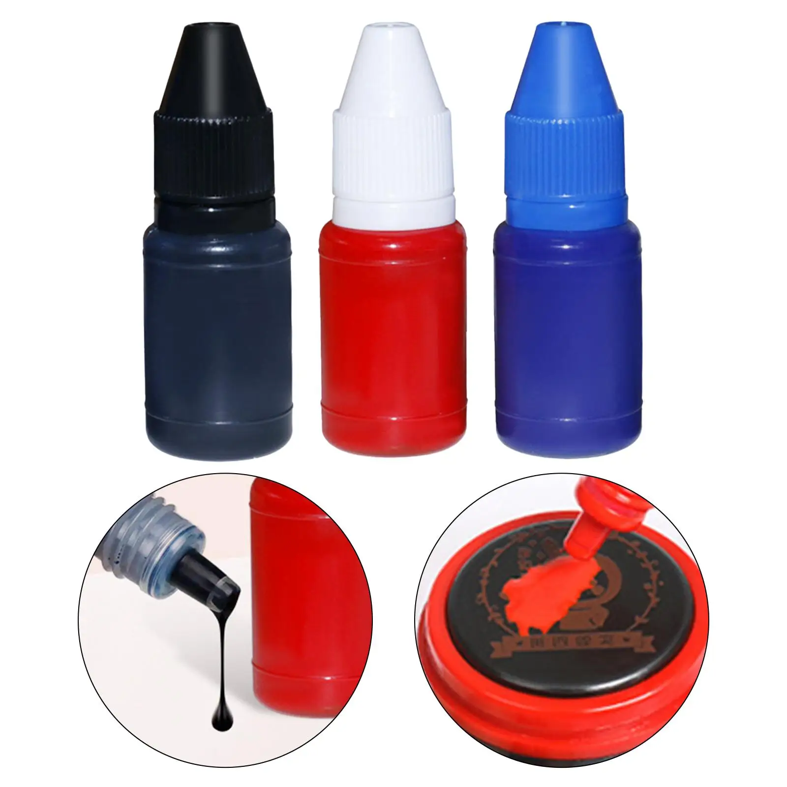 3Pcs 10ml Flash Refill Ink Color Inking Stamp Oil for Paper Making Seal Rolling Stamp Accessories Stamping Machine