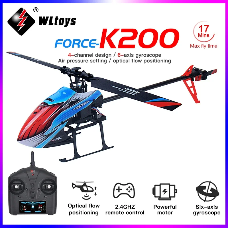

Wltoys Xk K200 Rc Helicopter 2.4g 6-aixs Gyroscope 4ch Altitude Hold Optical Flow Remote Control Helicopter Toys For Children