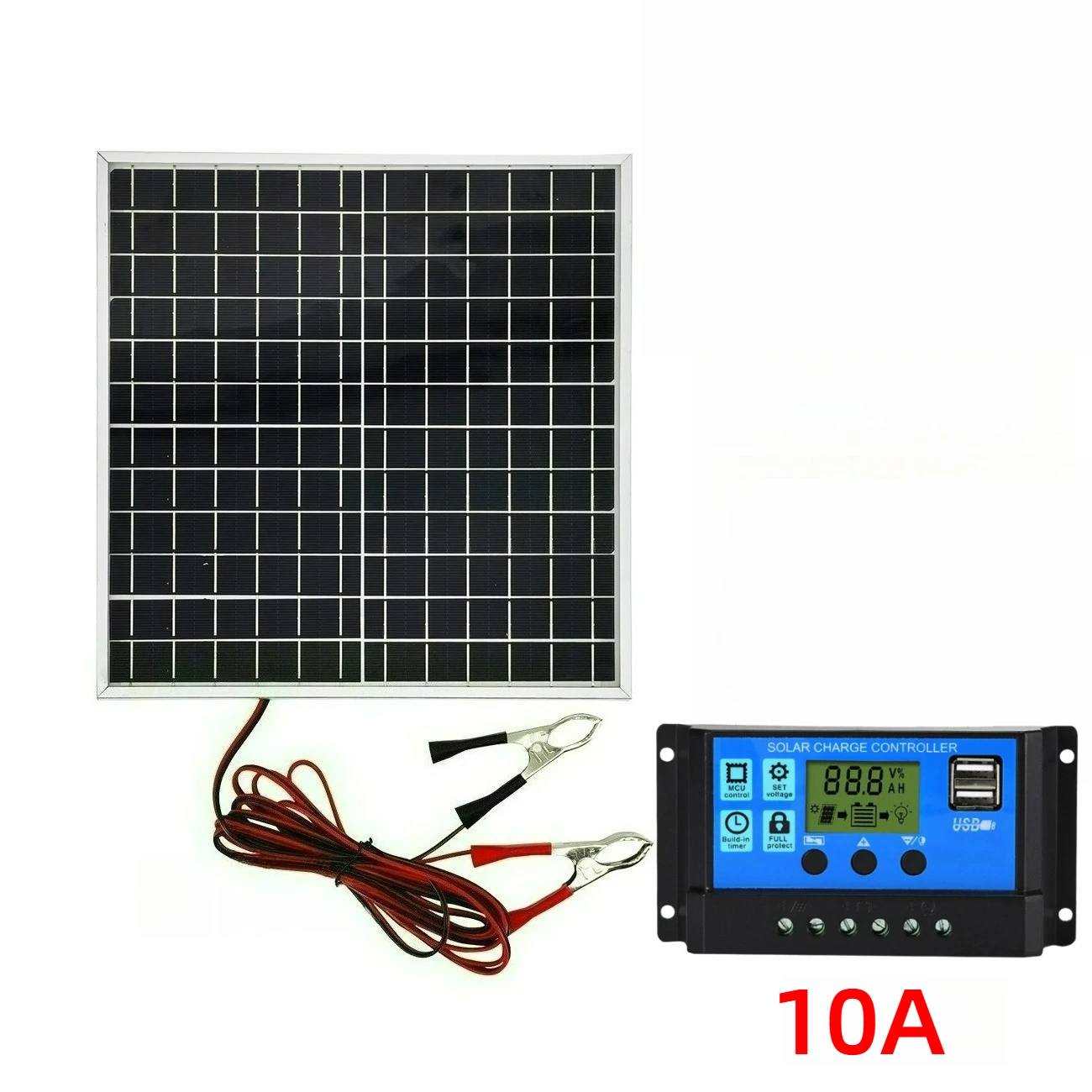 Compact Outdoor Monocrystalline Solar Power Kit with Durable Aluminum Frame and Solar Controller