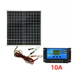 Compact Outdoor Monocrystalline Solar Power Kit with Durable Aluminum Frame and Solar Controller (10A)