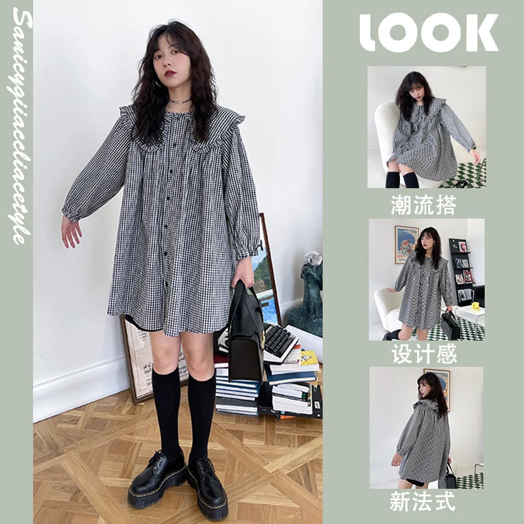 Turn-Down Collar Pregnant Women Blouse Autumn Long Sleeve Loose Single-breasted Maternity Plaid Shirts Black Clothes maternity tops
