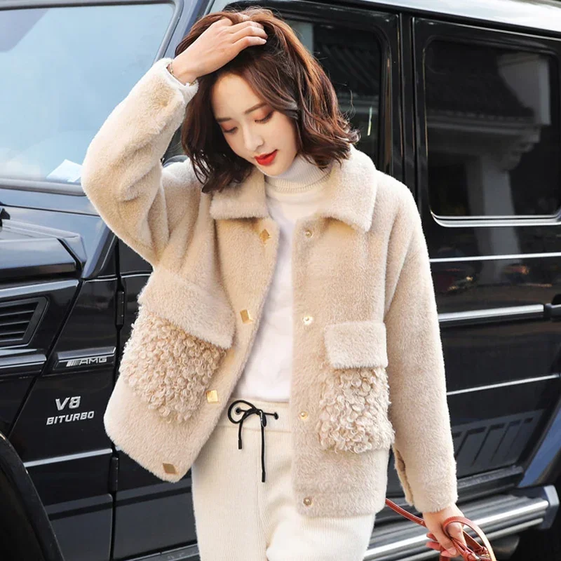 

2021 Imitation Mink Cardigan Velvet Jacket Women's Winter New Thick Short Plush Coat Female Autumn Oversized Outerwear Harajuku