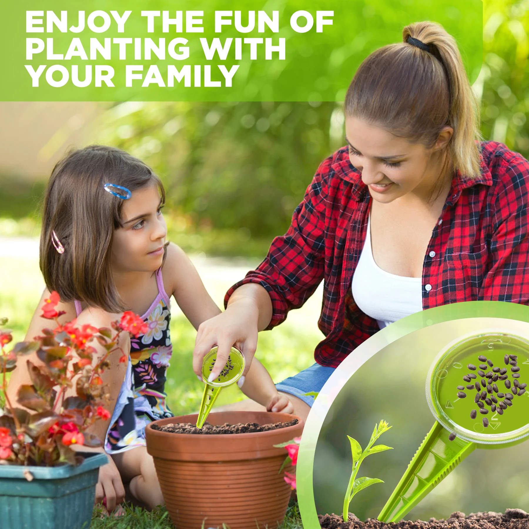 Plant Seed Sower 5 File Adjustable Planter Hand Held Flower Grass Plant Seeder Garden Multifunction Seeding Dispenser Small Tool