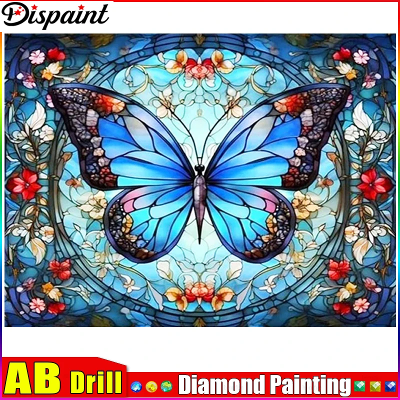 

Алмазная живопись Dispaint AB "Цветы бабочки", 5D полноразмерная/круглая вышивка, домашний декор, вышивка крестиком «сделай сам»