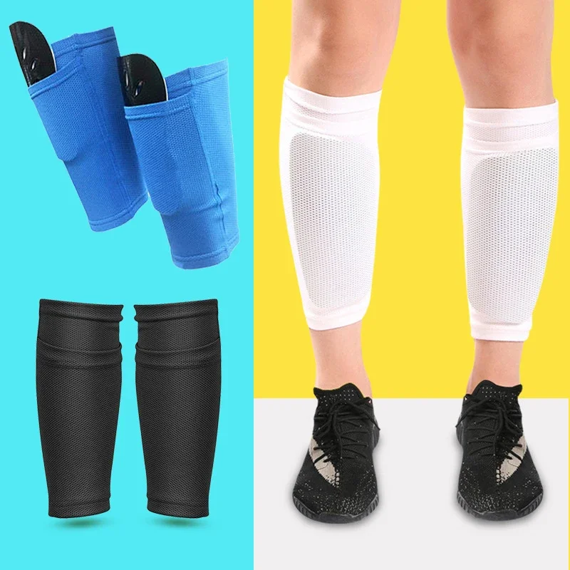 1 Pair Soccer Shin Guards Pads With Pocket Adult Kids Professional Leg Sleeves Support Football Compression Calf Equipment soccer shin guards shin guard pads