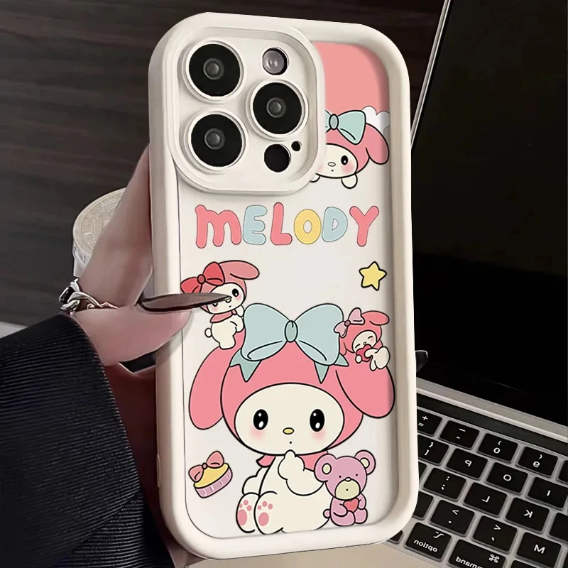 thumbnail image 1 of Sanrio Melody Silicone Phone Case For iPhone 14 15 11 12 13 Pro Max XR XS 7 8 Plus SE2 Cartoon Hello Kitty Lady Girl Y2K Cover, 1 of 5