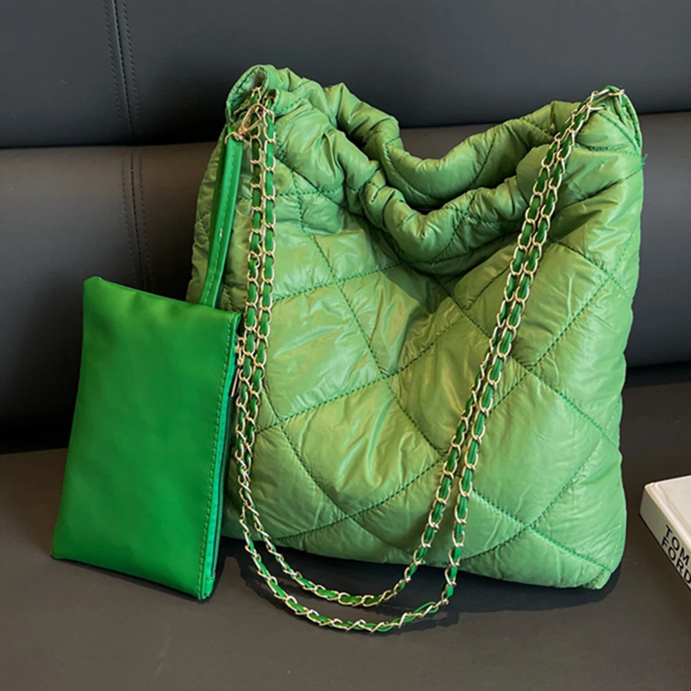 حقيبة كتف بسعة كبيرة للنساء ، حقيبة حمل نايلون ، مخلب مبطن ، خيط تطريز ، حقيبة يد نسائية بسيطة للتنقل ، حقيبة تسوق