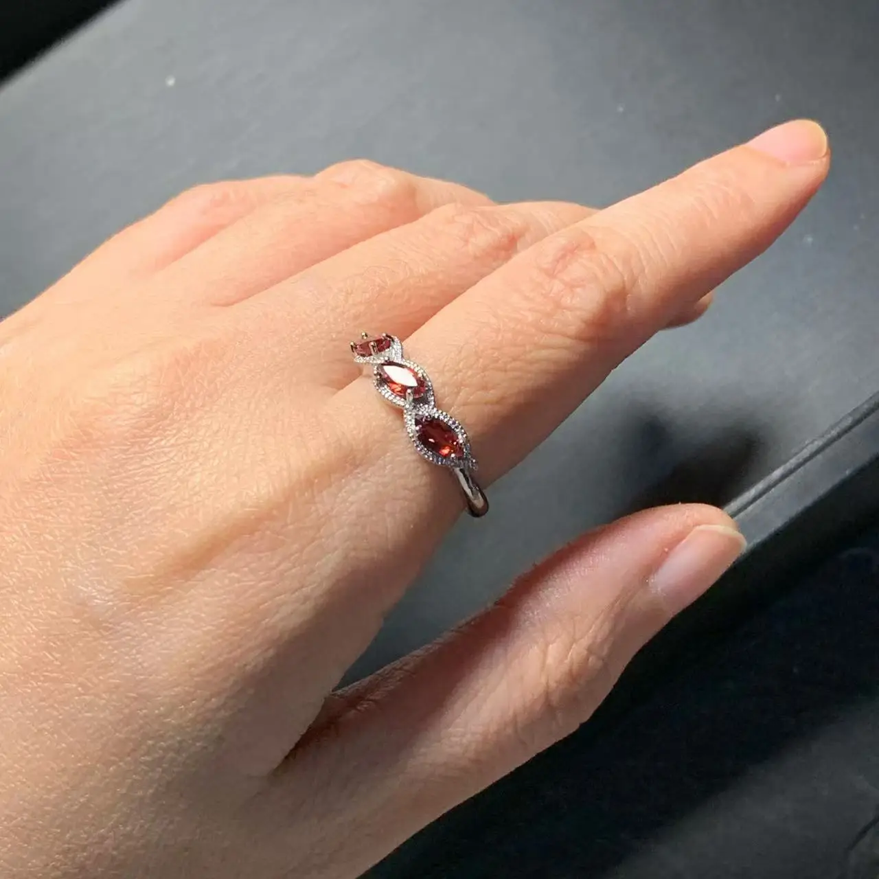 Vintage Natural Garnet Ring Stone Female Handmade Rings Jewelry for Women Gift