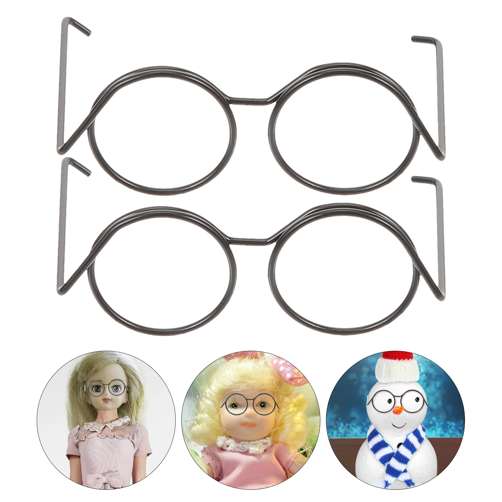 Sewacc Doll Glasses Metal Wire Rim Doll Eyewear Mini Sunglasses Doll Dress Up Eyeglasses Mini Dolls Costume Accessories Black 100% new high quality use range vehicle ashtray console latch car sunglasses safe toilet 1pc car metal new