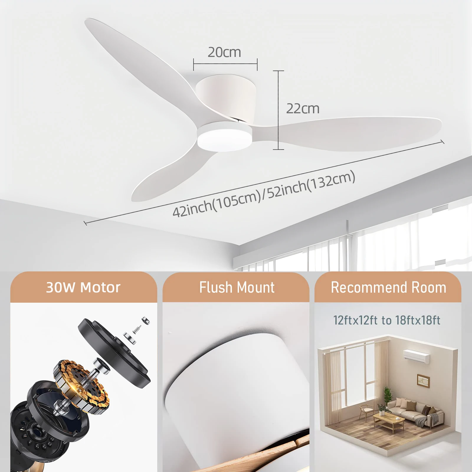 IRALAN Modern Ceiling Fan sealing fan apartment bedroom living room interior air circulation ceiling circulator Circulite 6
