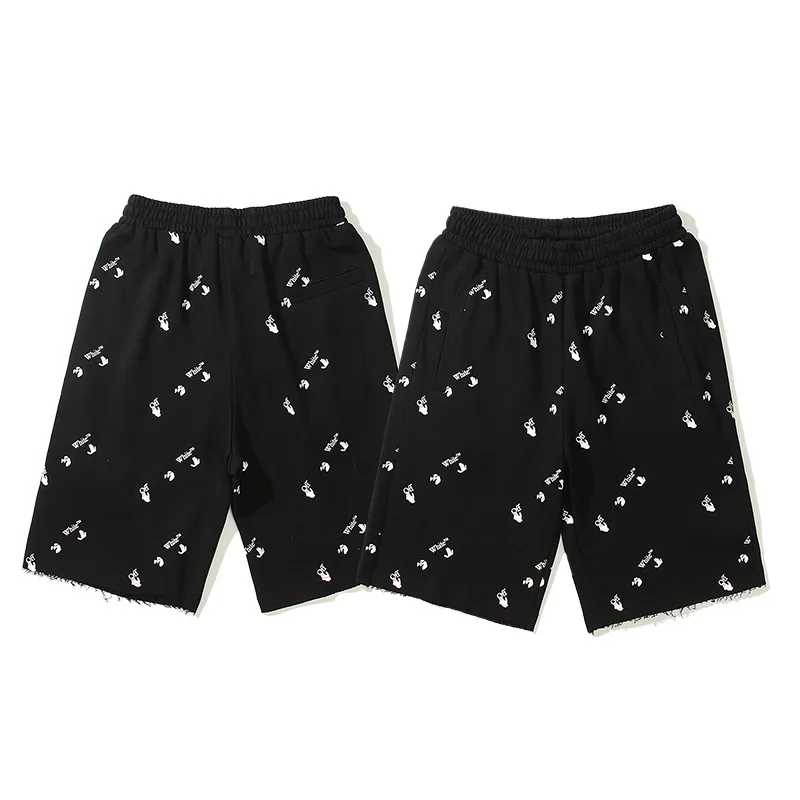 

2024 spring and summer new high quality OFF white hand palm letter pattern men and women casual shorts wholesale
