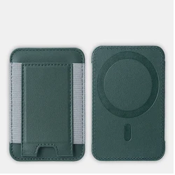 Magsafe Elastic Leather Wallet Card Holder with Card Slots - Leather Wallet (Dark Green)