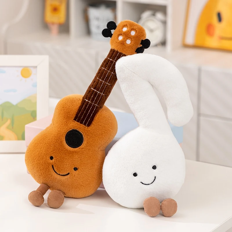 Cute Musical Plush Toys Soft Violin Guitar Pipa Tuning Fork Note Stuffed Doll Instrument Gift for Kid Music Lover Birthday Gifts