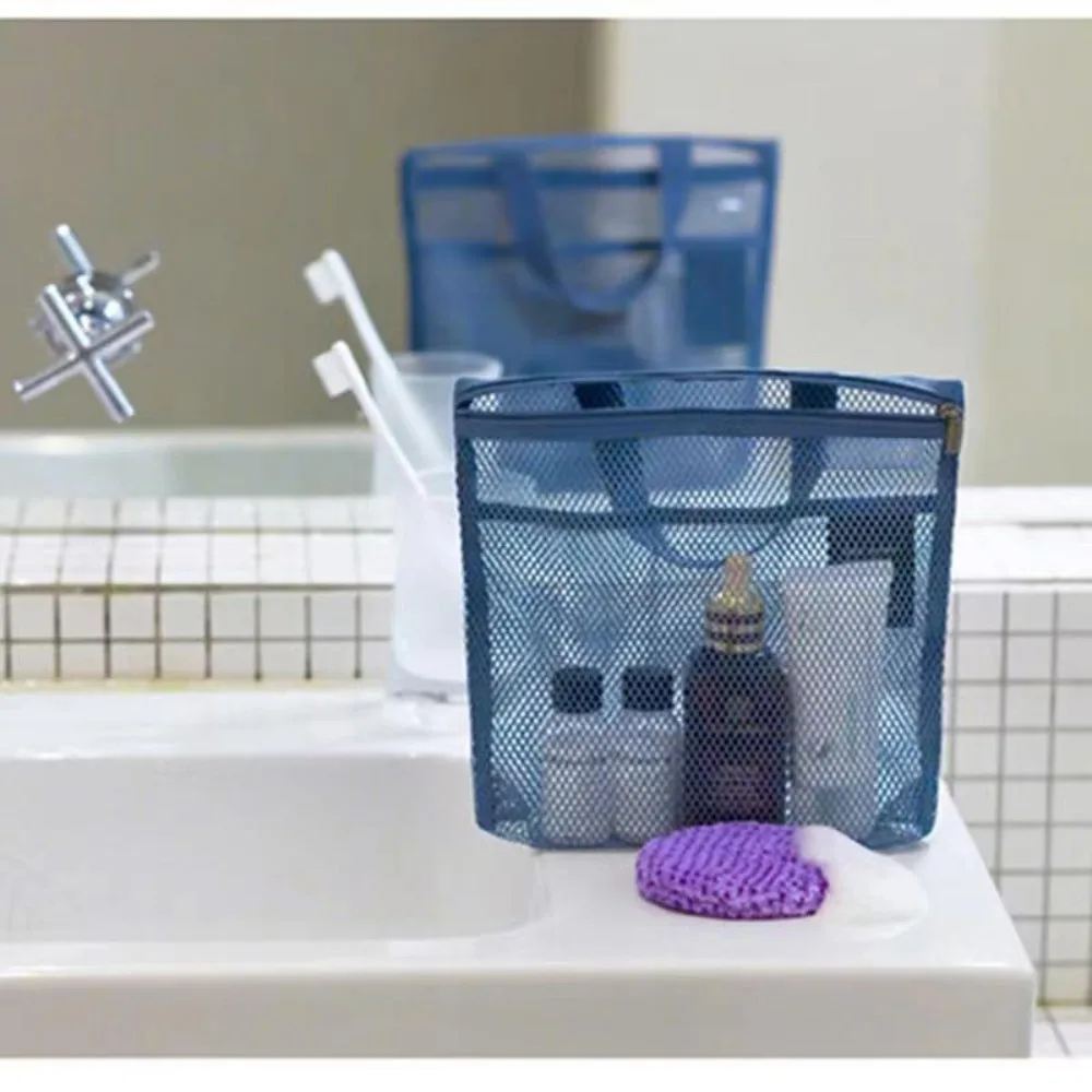 Mesh Travel Storage Shower Bag Beach Toilet Bag Cosmetic Bag Handbag Mesh Bag Toiletries Storage Bag for Outdoor Suppleis 4
