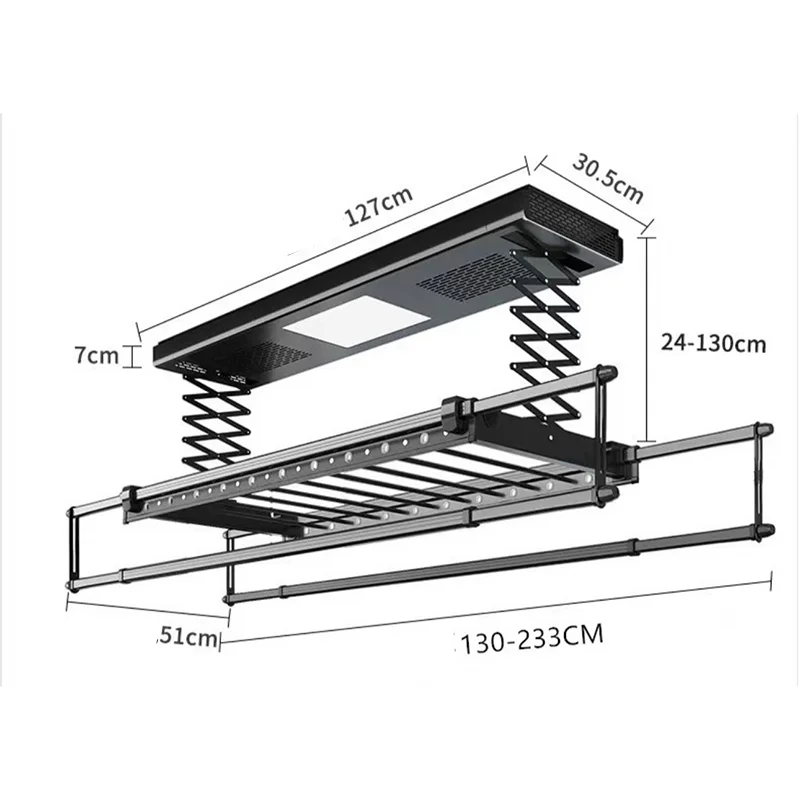 Led Lighting Electric Rack Intelligent Remote Control Lifting Household Clothes Dryer Balcony Four Pole Telescopic Clothes Dryer