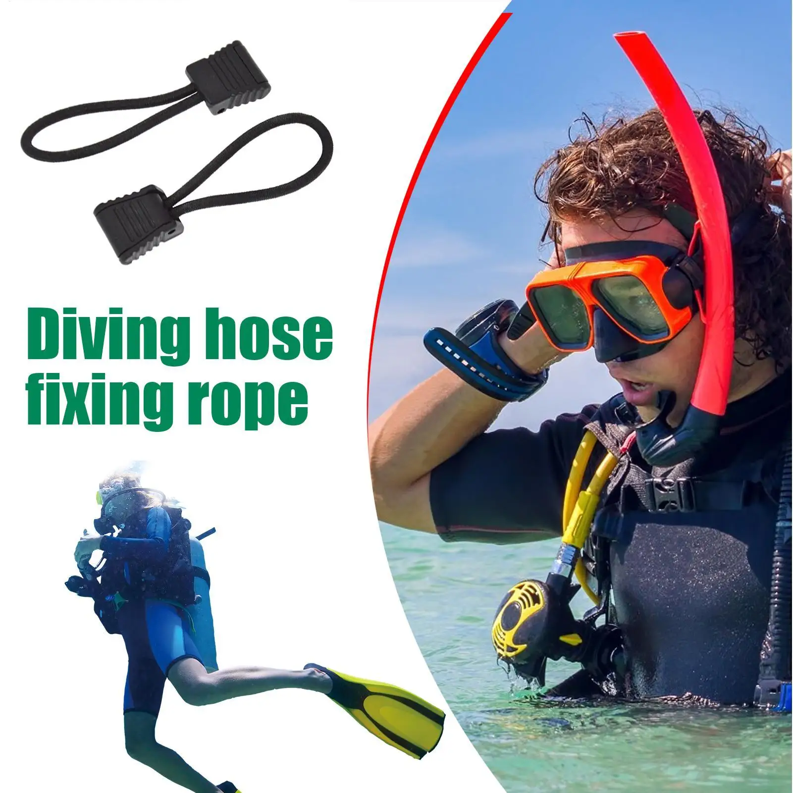 2pcs Scuba Diving Dive Diver Hose Clip Retainer Holder Elastic BungeeRope Tap For Fixing Clips And Pipe Accessories