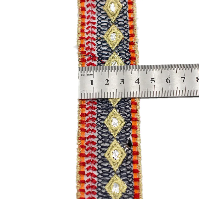 Zsbszc-새로운 에스닉 스타일 스팽글 다이아몬드 자수 레이스, 4cm, 4.7cm, 10 야드, 여러 가지 빛깔의 스레드 의류 액세서리, DIY 리본 ZB129