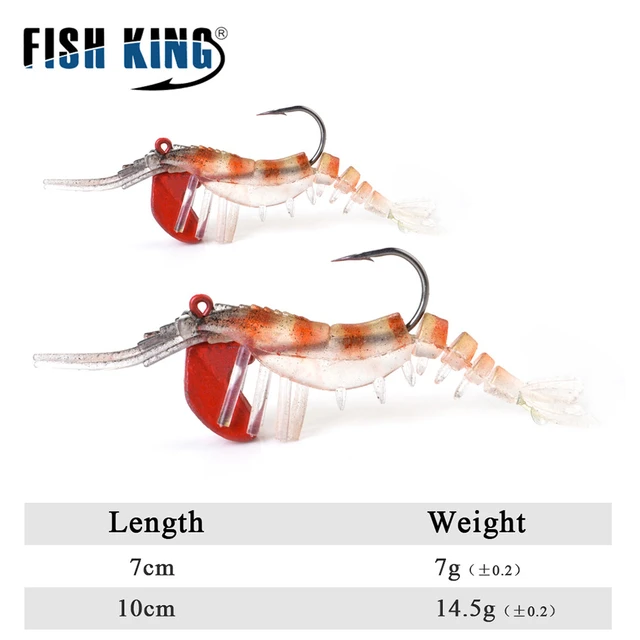 FISH KING 2pcs/3pcs Soft Shrimp Fishing Lures Artificial Shrimp
